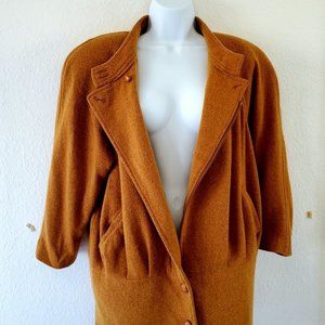 80's Mustard Yellow Wool Jacket, Slightly Distressed Jacket, Size 8 Medium